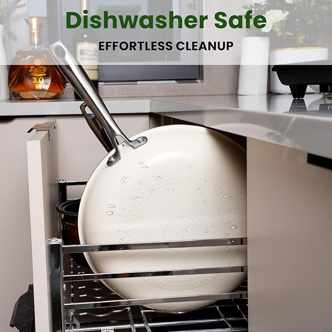 Skillet Ceramic Non Stick Frying Pan,8Inches Nonstick Small Egg Fry Pan - PFOA PTFE PFAS Free - Induction,Gas,Electric Compatible