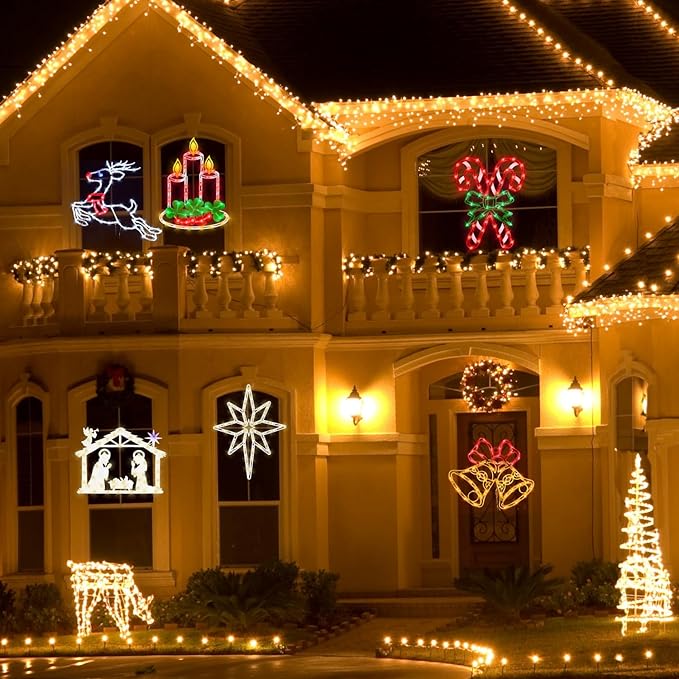 Christmas Decorations 17" Christmas Window Silhouette Lights - 2 Pack Nativity Scene with Lights ＆ Lighted Bethlehem Star for Holiday Indoor and Outdoor Wall Door Window Decorate