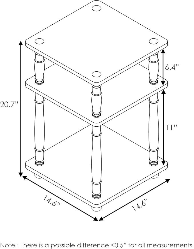 Furinno Turn-N-Tube Easy Assembly Multipurpose End Table / Side Table / Sofa Table / Nightstand, Classic Tubes, French Oak Grey/Black