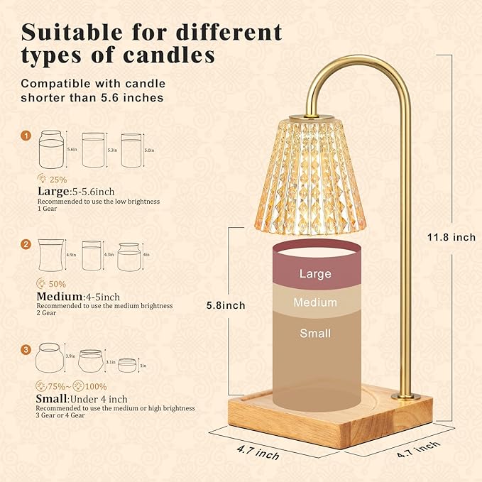 Hong-in Candle Warmer Lamp with Timer-Dimmable Candle Warmer, Birthday Gifts for Women,House Warming Gifts New Home Bedroom Decor,Wax Warmer for Scented Wax Jar Candles