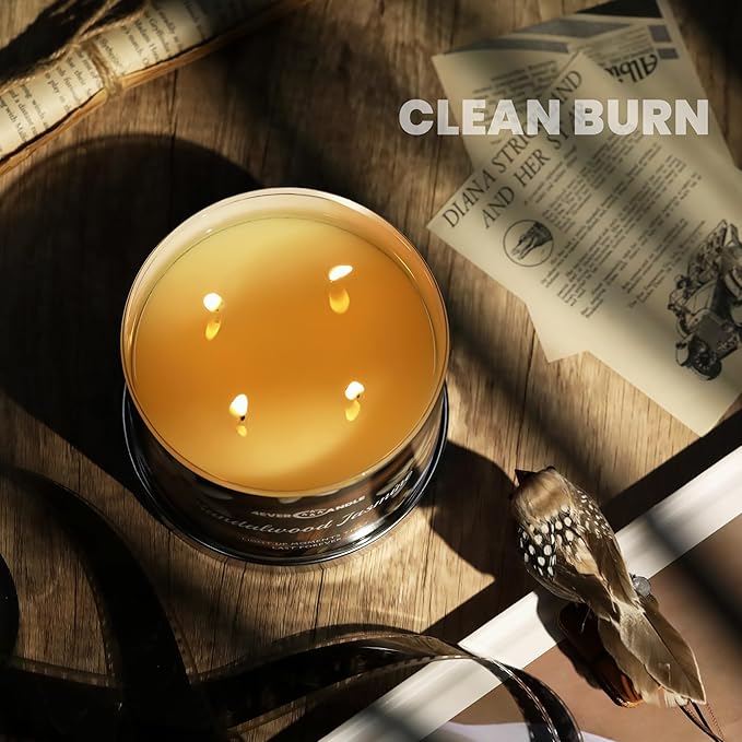 4-Wick Candles for Home Scented - 18oz Soy Wax Blend Candle Over 50Hrs Long-Lasting Fragrance, Home Decor and Housewarming Gifts, Sandalwood Jasmine