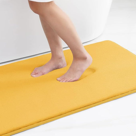 Smiry Memory Foam Bath Mat 36x24, Extra Soft and Absorbent Bathroom Mats, Non Slip Washable Carpet for Floor, Shower and Tub, Yellow