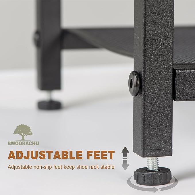 Shoe Rack, 5-Tier Narrow Shoe Shelf with Dense Metal Mesh, Durable Industrial Freestanding Shoe Rack for Front Door Entrance, Hallway, Entryway, Living Room (29.92" H Rustic)