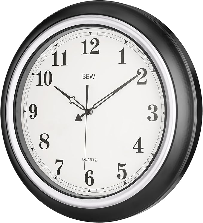 Black Wall Clocks, 18 in Large Wall Clocks Battery Operated, Retro Anolog Silent Vintage Decorative Wall Clock for Kitchen, Bathroom, Bedroom, Office, Living Room Decor-Black Silver