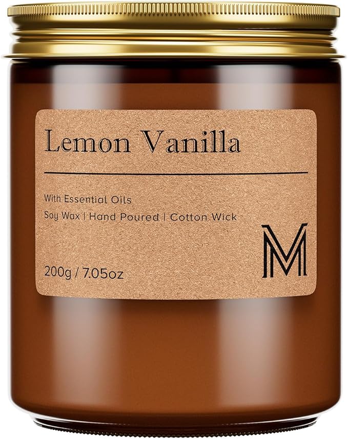 M&SENSE Lemon Vanilla Home Scented Candle for Relaxation, Gifting, Spa | 7.05oz Candle Gift for Birthday Housewarming Mother's Valentine Day