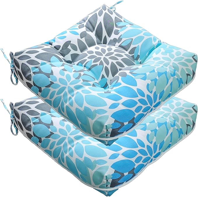 JMGBird Outdoor Chair Cushions, Pack of 2 Patio Seat/Back Cushions 19" x 19" with Ties for Patio Furniture Chairs Home Garden Decoration