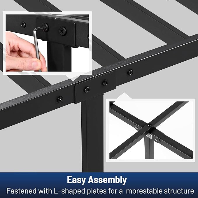 Twin Bed Frame with Headboard,Heavy Duty LED Bed Frame with USB Charging Station,Mattress Foundation-Under Bed Storage, No Box Spring Needed, Noise Free，Black