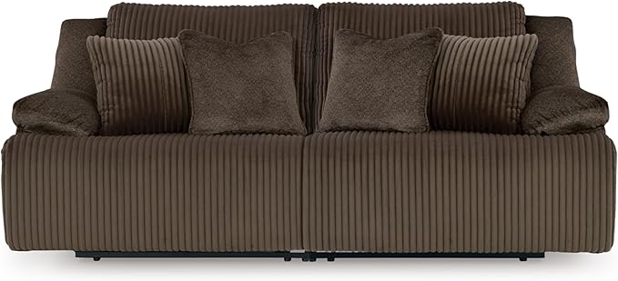 Signature Design by Ashley Top Tier Modern 2-Piece Reclining Sectional Loveseat with 4 Accent Pillows, Dark Brown