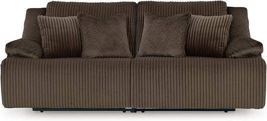 Signature Design by Ashley Top Tier Modern 2-Piece Reclining Sectional Loveseat with 4 Accent Pillows, Dark Brown