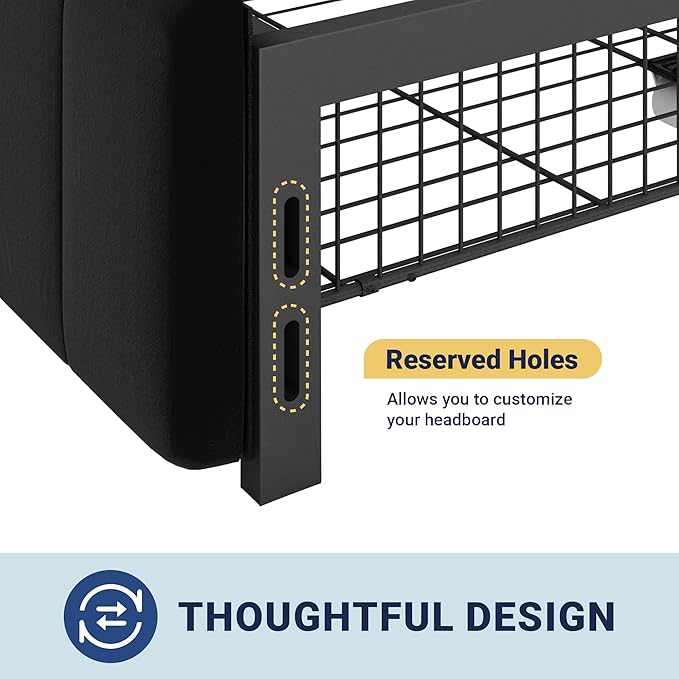 Allewie King Size Platform Bed Frame with 4 Large Storage Drawers, Velvet Vertical Channel Tufted Upholstered Bed Base, Wooden Slats Support, Noise-Free, No Box Spring Needed, Easy Assembly, Black