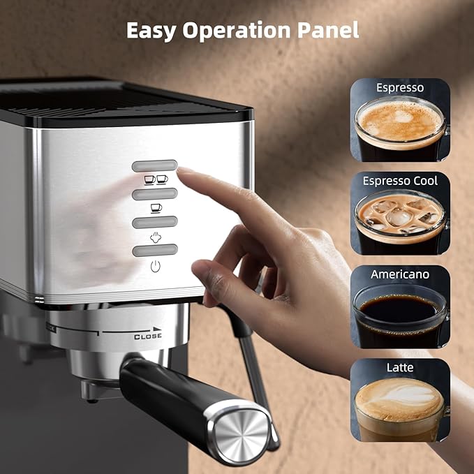 Espresso Machine 20 Bar with Rapid Cold Brew - Hot & Iced Coffee Maker, Built-in Steam Wand, Touch Screen, 37oz Water Tank -Perfect for Lattes, Cappuccinos, and Gift for Coffee Lovers