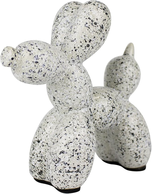 Creative Balloon Dog Statues Small Ceramic Animal Sculpture Modern Home Decor Living Room Desktop Decorations Bedroom Office Cabinet Ornament (White-A)