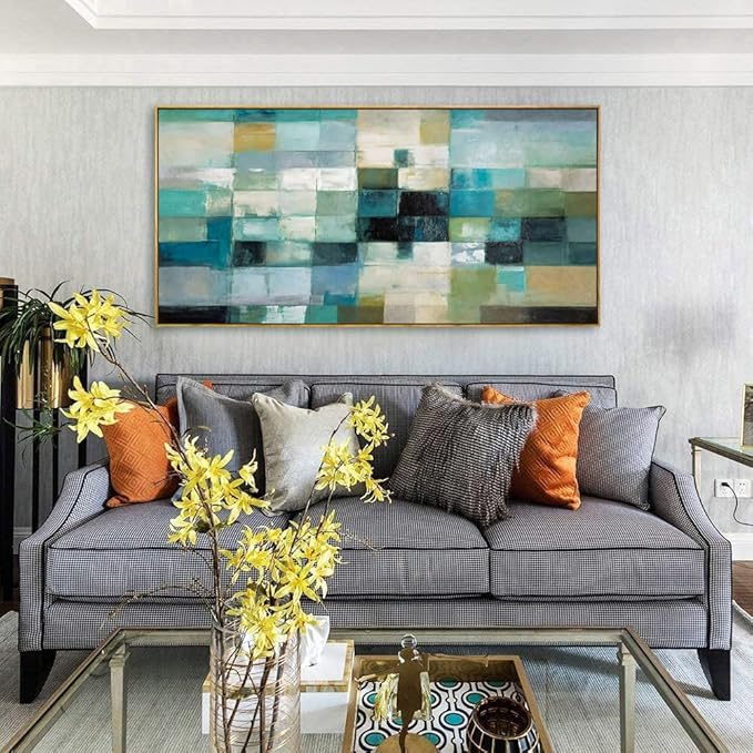 Wall Art Modern Artwork Abstract Canvas Painting Green Blue Fantasy Colorful Wall Decor for Living Room Bedroom Dining Room Home Office Decor 30"x60" with Framed…