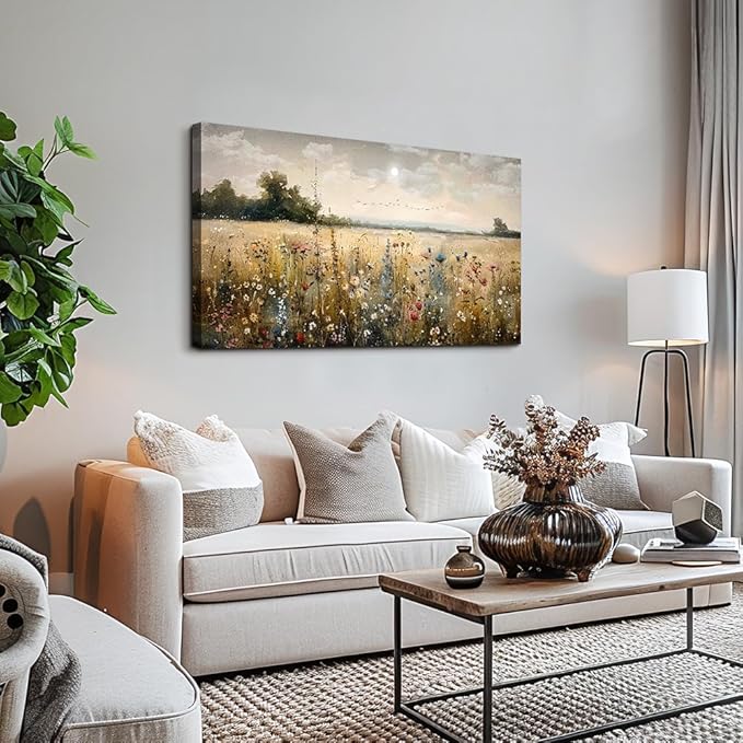 Wapluam Wall Decor For Living Room Canvas Prints Wall Art Bedroom Office Decoration Vintage Abstract Painting Rural Natural Landscape Pictures Artworks Ready To Hang Farmhouse Aesthetic Home Decor