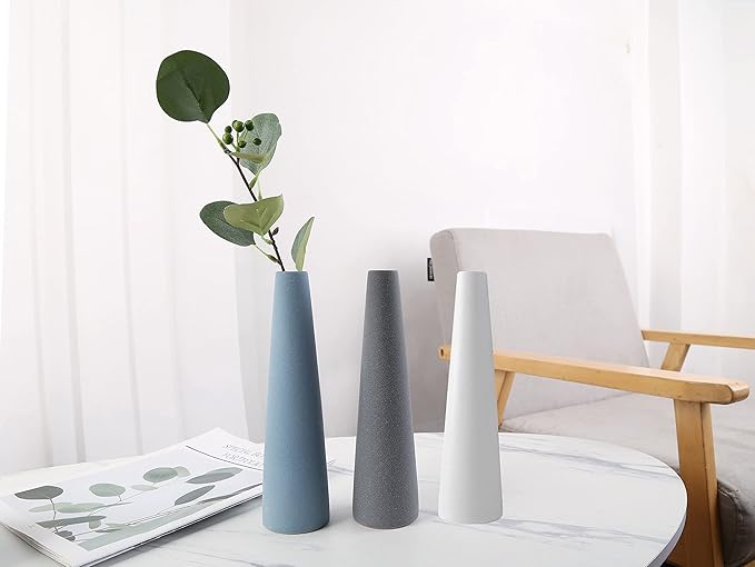Ceramic Vase, Modern Home Decor Ceramic Vase, Frosted Porcelain Vase, Grey Minimalist Vase,Living Room Decoration，Ideal Shelf, Best Decoration. (White)