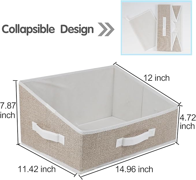 6 Pack Closet Storage Bins for Shelves, Shelf Baskets for Organization,Closet Organizers and Storage,Trapezoid Storage Bin Closet Shelf Organizer for Clothes,Toys,Towel,Book,Baby Clothing (6PC-Coffee)