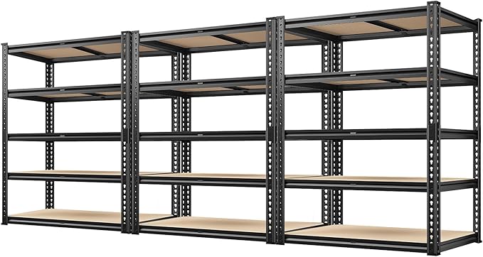 REIBII 72" H Garage Shelving Heavy Duty Shelves for Storage 2000LBS Garage Shelves Adjustable 5 Tier Metal Storage Shelving Unit for Craft Warehouse Pantry Basement 72''*35.5''*11.8'' 3 Pack