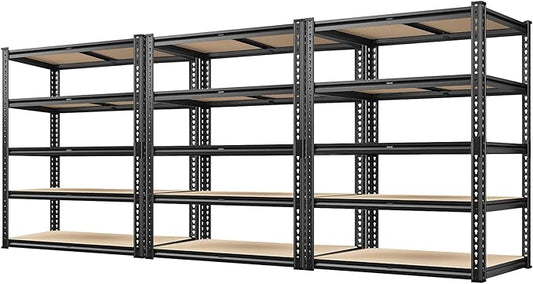 REIBII 72" H Garage Shelving Heavy Duty Shelves for Storage 2000LBS Garage Shelves Adjustable 5 Tier Metal Storage Shelving Unit for Craft Warehouse Pantry Basement 72''*35.5''*11.8'' 3 Pack