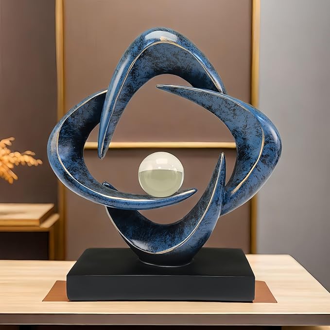 Modern Home Decor Abstract Decorative Sculpture Decorations for Living Room Dining Room Office, Resin Art Statues Coffee Table Bookshelf Decor Accents (Blue)