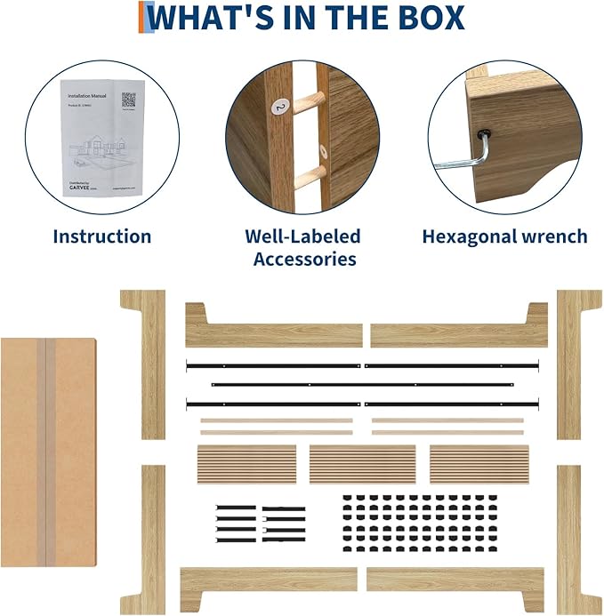 Garvee Wood Platform Bed Frame, King Size Bed Frame, Wood Slat Support, No Box Spring Needed, Easy Assembly, Noise-Free Design, Underbed Space for Storage
