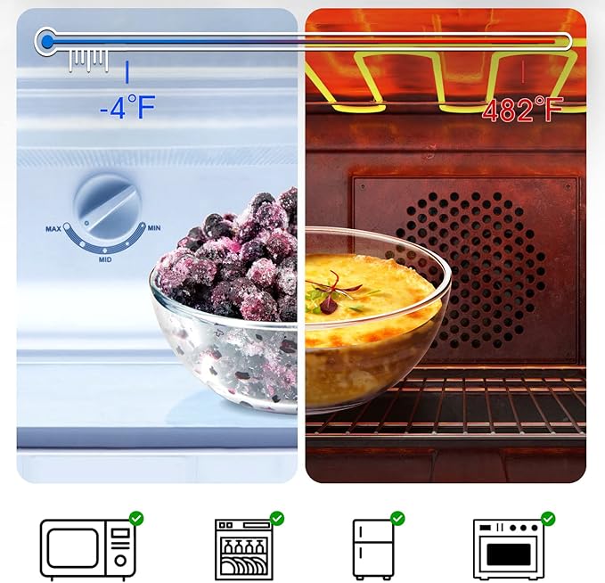 NUTRIUPS 7 Inch Medium Glass Prep Bowls, 37oz Glass Bowl Set, Clear Tempered Glass Salad Bowls for Kitchen Microwave and Oven Safe