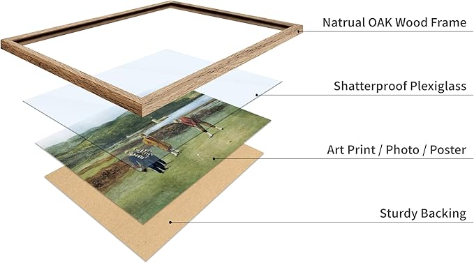 Poster Master The Putting Green Painting Poster - Golf Course Print - Golf Art - River Art - Sports Art - Landscape Art - Father's Day Art - Great Office or Living Room Decor, 16x20 Beige Framed