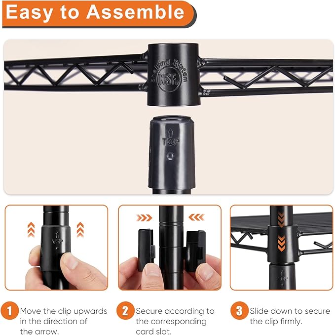 Sweetcrispy 3 Tier Metal Storage Shelving Shelf, Adjustable Metal Wire Racks Heavy Duty Standing Shelf Organizer for Kitchen and Closet, 13.8" D x 23.6" W x 30" H, Black