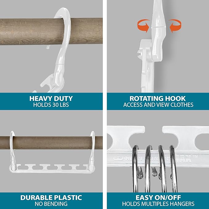 Wonder Hanger Max 10-Pack Space Saving Hangers, Reinforced Hooks Swivels 360°, Cascading Hanger, College Dorms & Storage Closet Organizer, Fully Assembled – White