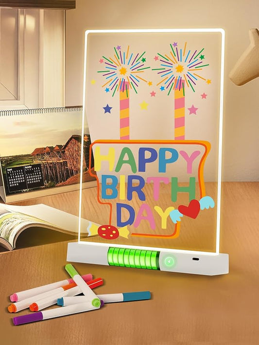 Clear Dry Erase Board, Rechargeable LED Acrylic Message Board, Acrylic Illuminated Dry Erase Board, Can be Used as Night Light for bar/Shop/Office/Holiday/Gifts (Vertical8.2 * 11.8inch)