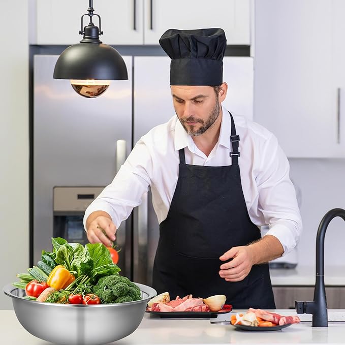 2 Pack 14 Quart Large Mixing Bowl Stainless Steel Oversized Serving Bowl, All Purpose Steel Bowl Metal Flat Bottom Bowl for Baking Cooking Meal Prep Marinating