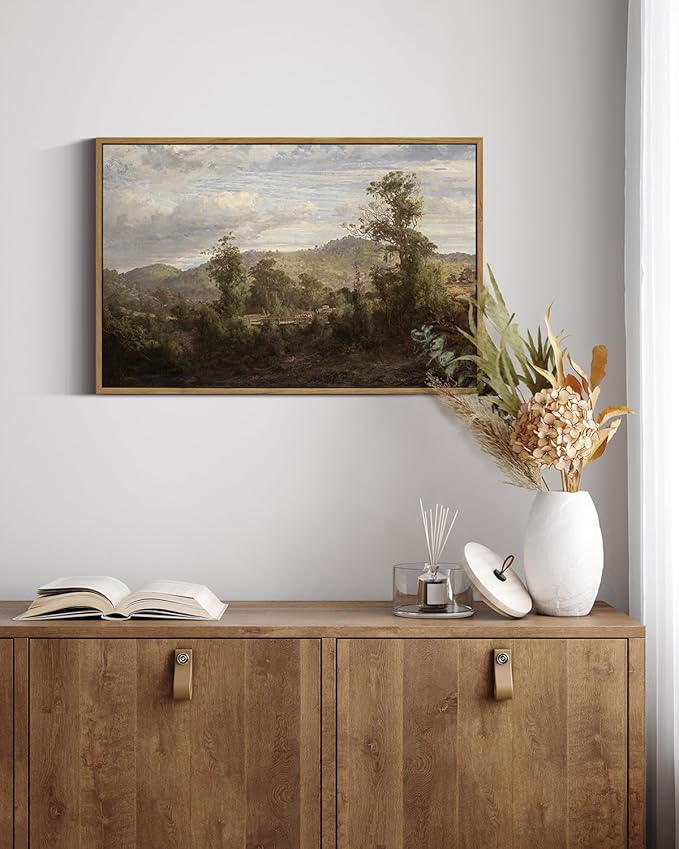 InSimSea Framed Canvas Wall Art Vintage Decor, Nature Landscape Paintings Artwork,Large Prints,Vintage Farmhouse Decor,Retro Wall Decoration for Bedroom Living Room Bathroom, 16"x24"