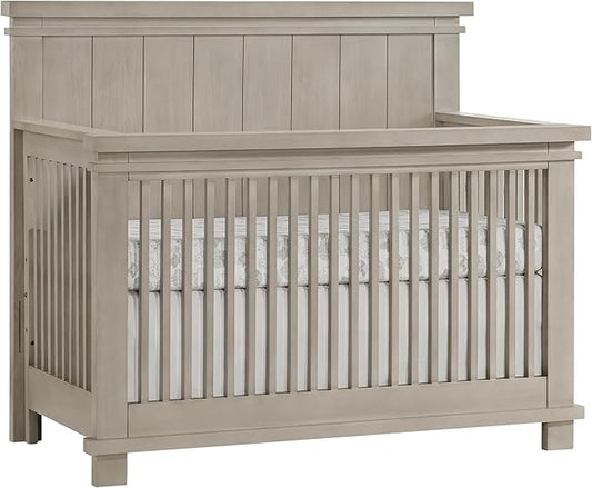 Soho Baby Hampton Premium 4-in-1 Convertible Crib, Flat-Top Headboard, Smooth Stone Wash, GreenGuard Gold Certified
