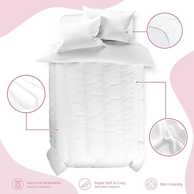 SANDJEST White Duvet Cover Sets Full Size for Kids Boys Girls, Incude 1 Polyester Comforter Cover 80x90 Inches and 2 Pillowcases 20x26 Inches, Comforter Not Included, Gift for Christmas Birthday