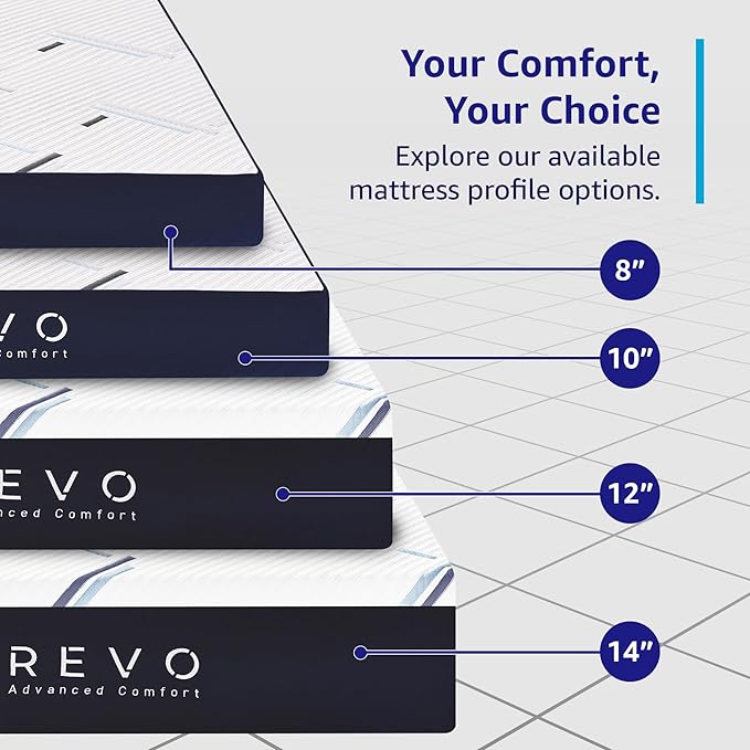 REVO Sleep Gel Memory Foam Mattress, 12-Inch Twin – Cooling Gel Foam Bed with Pressure Relief, Contouring Support & Breathable Comfort – Ideal for Kids or Guest Rooms