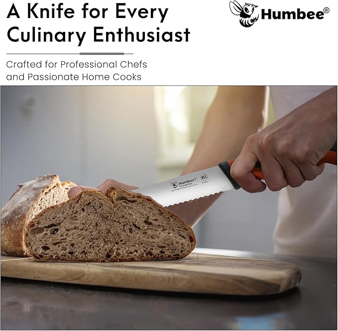 8-Inch Serrated Bread Knife, Premium High Carbon Stainless Steel Blade Knife for Bread with Ergonomic Handle, NSF Certified, DT-30 Series, Orange
