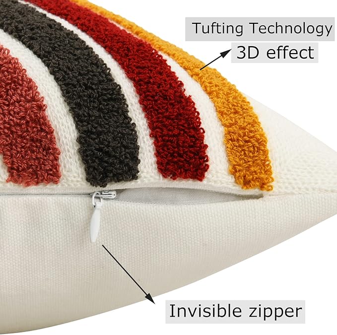 Merrycolor Boho Abstract Throw Pillow Covers 18x18 Tufted Sun Pillow Covers Colorful Mid Century Modern Pillow Covers Boho Pillows Decorative Throw Pillow Case for Bed Couch Living Room,1PC