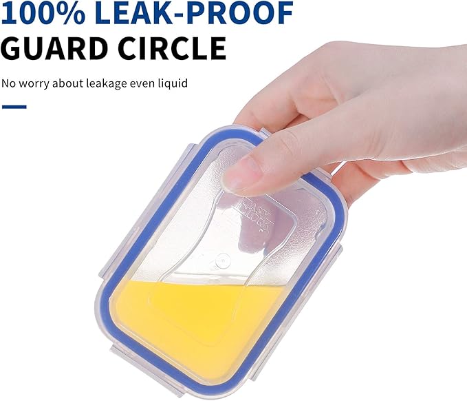 KIGI [4 Pack] 17OZ 6OZ Small Plastic Food Storage Containers,Leakproof Rectangular Food Containers with Lids,Airtight Mini Meal Prep,BPA FREE