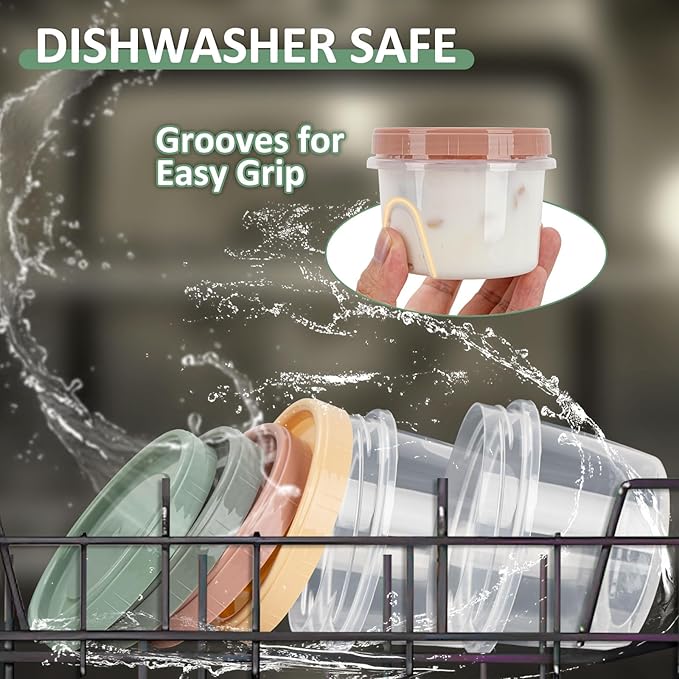 8 Oz Small Food Containers with Lids, 24 Pack, 1-Cup Reusable Snack Containers with Screw Top for Food Small Portions Meal Prep Freezer Storage, Microwave Freezer Dishwasher Safe, 4 Colors