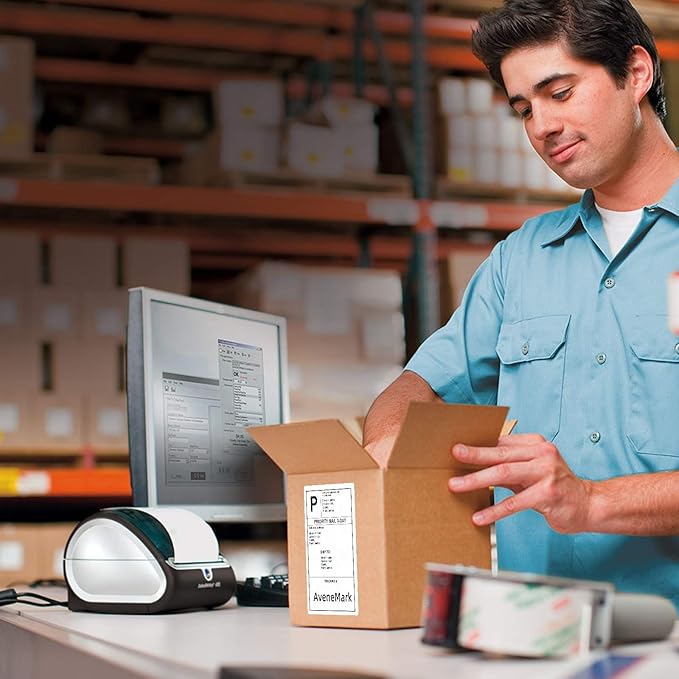 AveneMark 8 Stacks 4000 Labels 4" x 6" Fanfold Direct Thermal Labels, Postage Shipping Labels Paper with Perforated, Strong Adhesive Label for Zebra, Rollo, MUNBYN Thermal Printer,500 Labels per Stack