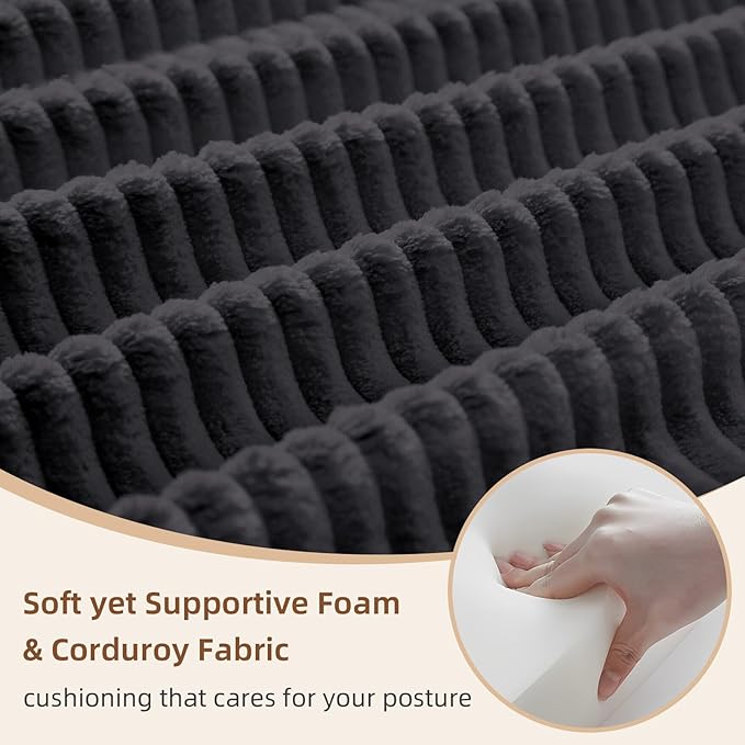 Rovibek 4-in-1 Convertible Sleeper Sofa Bed Queen Size, Foldable Floor Couch Corduroy, Folding Futon Sofa Beds with Pillow and Fixed-Shape Frame, Suitable for Living Room, Bedroom, Lounge, Black