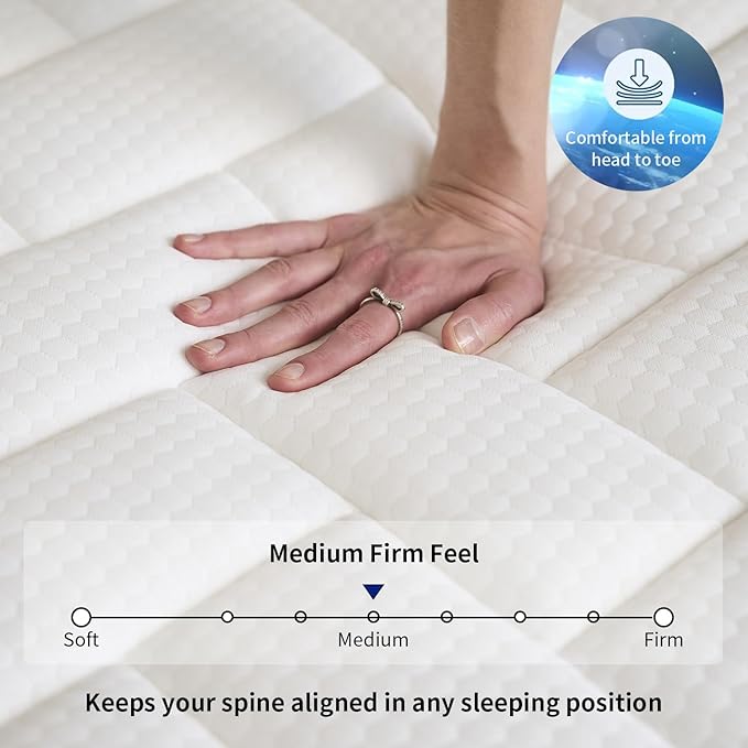Queen Mattress, 12 Inch Queen Size Mattresses in a Box with Memory Foam Hybrid, Individual Pocket Spring for Provide Support and Improve Sleep,Medium Firm(White)