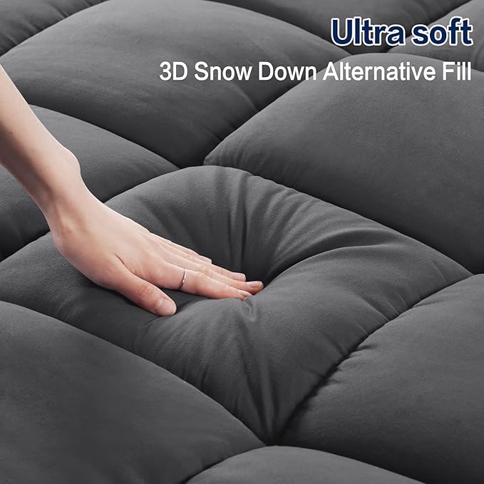 SOPAT Mattress Topper Twin XL Size Extra Thick Mattress Pad 8-21" Deep Pocket Soft Down Alternative Fill Mattress Protector Pillow Top Mattress Cover (39x80 Inches, Dark Grey)