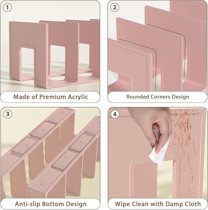 Kids Shoe Rack - 2 Pack Shoe Organizer for Toddlers & Children, Space-Saving Nursery Shoe Storage Shelf, Small Baby Shoes Display Rack for Closet/Entryway, for Desk File Book Organizer(Pink)