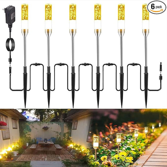 LED Pathway Lights, 4.8W 12V AC/DC Low Voltage Path Lights, 570 Lumen 6 Pack Extendable Outdoor Landscape Lighting IP65 Waterproof Garden Lights for Yard Walkway Driveway, 2700K