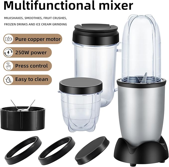 Panana Personal Drink Mixer Blender, Portable Blender for-Smoothies 18 Oz, Shakes, Food Prep, and Frozen Blending, Includes Blending Blade, Drink Lids and Extra 2 Cups