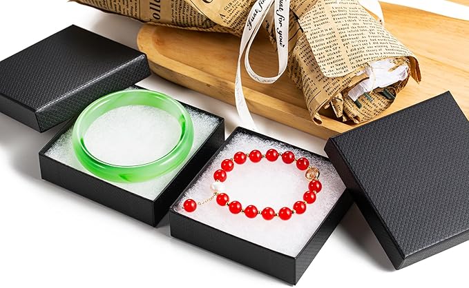GEFTOL Jewelry Gift Boxes 40 Pack 3.5x3.5x1 Inch Cardboard Jewelry Boxes,Small Gift Boxes for Jewelry Earrings Necklaces Handmade Bangles Bracelets(Black)