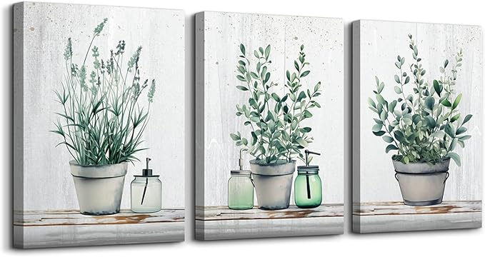 MHARTK66 Large Wall Decor For Bedroom Canvas Wall Art Paintings For Kitchen Dining Room Wall Decoration For Living Room Office Decor Green Leaf Vase Wall Pictures Artwork For Home Walls 20x28in