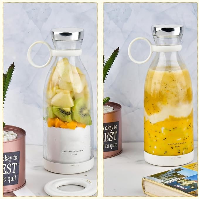 OTPEIR Portable Blender for Shakes and Smoothies with 11.83 Oz Travel Cup and Lid,Durable Stainless Steel Blades for Juice Blending Performance, White