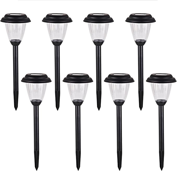 Solar Outdoor Pathway Lights Matt Black Stainless Steel Painted LED Lights for Garden Landscape Path Yard Driveway (black-8pack)