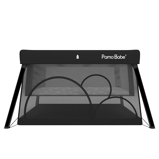 Pamo Babe Travel Crib Lightweight Playpen Baby Playard with Bassinet Portable Mini Playard